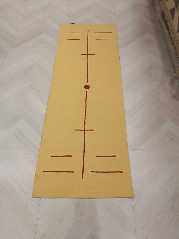 YELLOW COLOR BASED MODERN DESIGN COTTON HAND WOVEN YOGA MAT