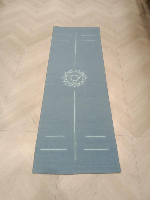 BLUE COLOR BASED MODERN DESIGN COTTON HAND WOVEN YOGA MAT