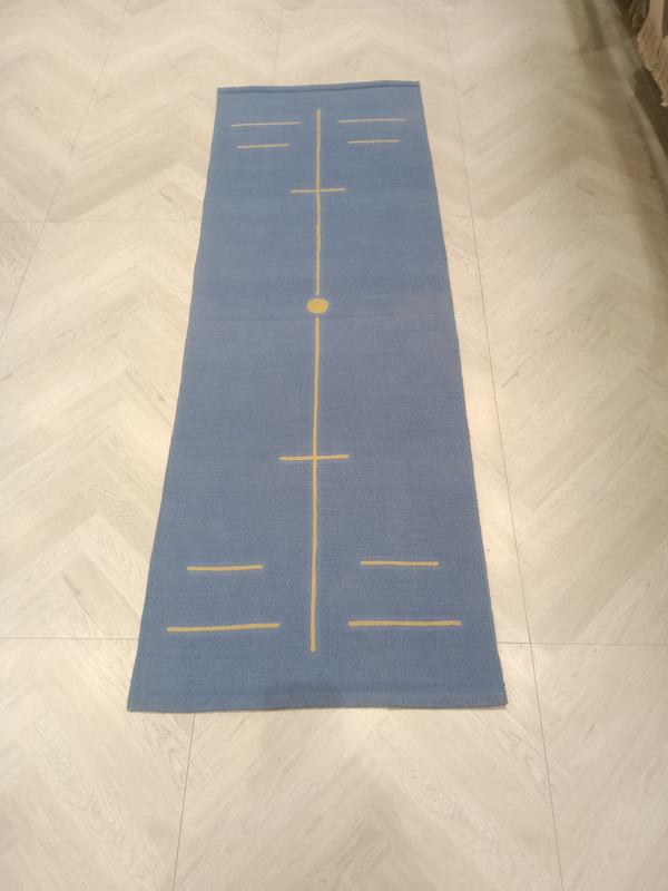 BLUE COLOR BASED MODERN DESIGN COTTON HAND WOVEN YOGA MAT